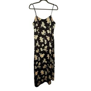American Eagle Outfitters Black Floral Maxi Slip Dress Spaghetti‎ Straps Size 12